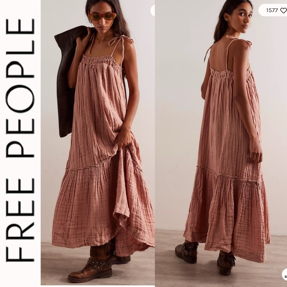 NWT Free People Into The Blue Linen Maxi Dress xs